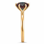 2ct Round Color Change Alexandrite Solitaire Ring With Six Prong Setting Tarnish-Resistant Silver In 14K Yellow Gold Plated (Includes GRC Certification from Gemstone Research Center)