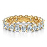 Sterling Slilver Lab-Certified Oval Brilliant Cut Moissanite - Eternity Classic Engagement Ring 14K Yellow Gold Plated (Includes GRA Certification from Gemological Research Association)