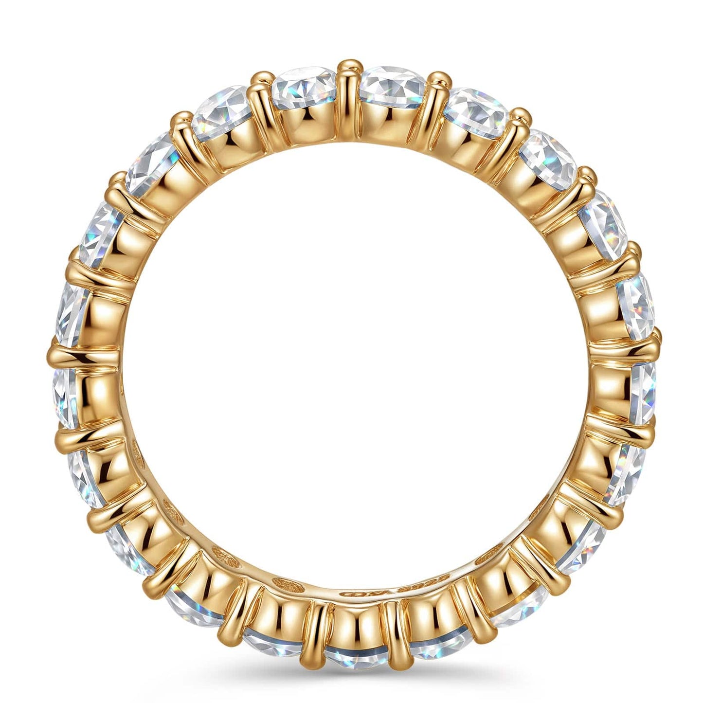 Sterling Slilver Lab-Certified Oval Brilliant Cut Moissanite - Eternity Classic Engagement Ring 14K Yellow Gold Plated (Includes GRA Certification from Gemological Research Association)