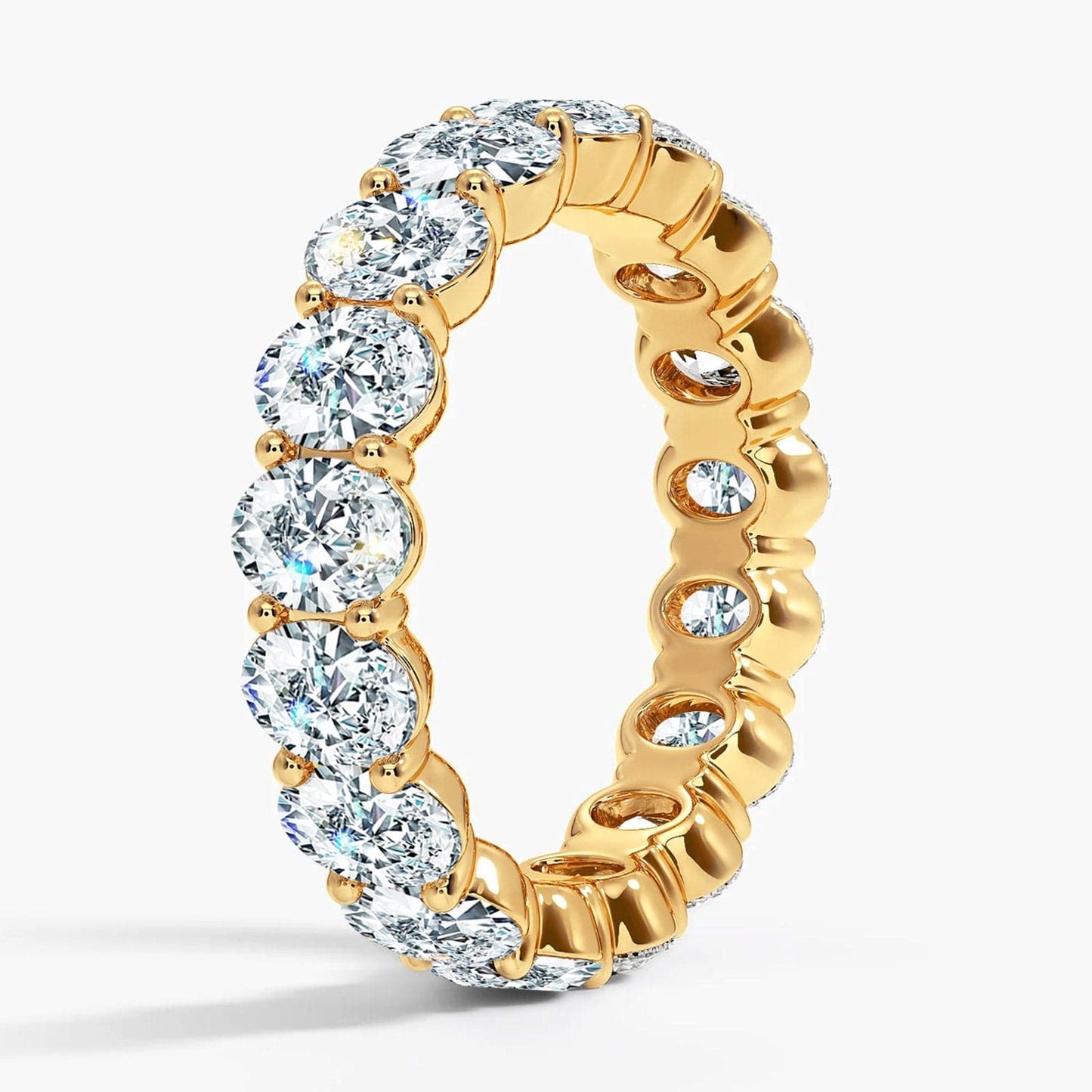 Sterling Slilver Lab-Certified Oval Brilliant Cut Moissanite - Eternity Classic Engagement Ring 14K Yellow Gold Plated (Includes GRA Certification from Gemological Research Association)