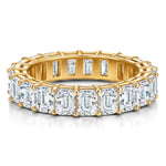 Sterling Slilver Lab-Certified Emerald Cut Moissanite - Eternity Classic Engagement Ring 14K Yellow Gold Plated (Includes GRA Certification from Gemological Research Association)