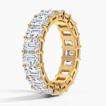 Sterling Slilver Lab-Certified Emerald Cut Moissanite - Eternity Classic Engagement Ring 14K Yellow Gold Plated (Includes GRA Certification from Gemological Research Association)