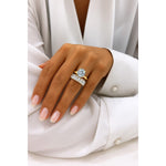 Sterling Slilver Lab-Certified Emerald Cut Moissanite - Eternity Classic Engagement Ring 14K Yellow Gold Plated (Includes GRA Certification from Gemological Research Association)
