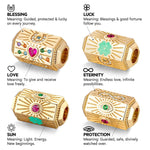 Sterling Silver Vespera Amulet Charms Necklace Set In 14K Gold Plated