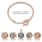 Christmas Tarnish-resistant Silver Charms Bracelet Set With Enamel In Rose Gold Plated (Includes bracelet and all charms shown)