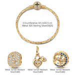 Sterling Silver Promise Charms Bracelet Set With Enamel In 14K Gold Plated (Includes bracelet and all charms shown)