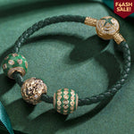 Spring Blossoms Tarnish-resistant Silver Charms Bracelet Set With Enamel In 14K Gold Plated (Includes bracelet and all charms shown)