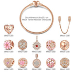A Bouquet of Love Tarnish-resistant Silver Charms Bracelet Set With Enamel In Rose Gold Plated
