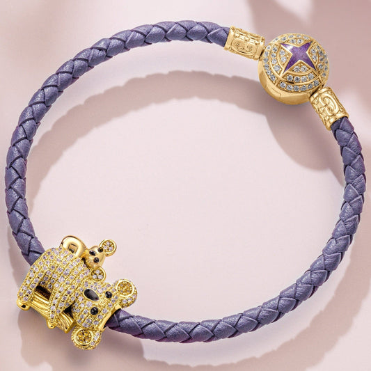 gon- Cute Koala Tarnish-resistant Silver Charms Bracelet Set With Enamel In 14K Gold Plated