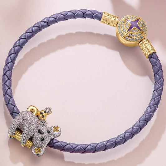 gona- Tarnish-resistant Silver Charms Bracelet Set With Sterling Silver Cute Koala With Enamel In White Gold Plated (Includes bracelet and all charms shown)