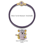 Tarnish-resistant Silver Charms Bracelet Set With Sterling Silver Cute Koala With Enamel In White Gold Plated (Includes bracelet and all charms shown)