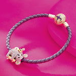 Tarnish-resistant Silver Charms Bracelet Set With Sterling Silver Cute Koala With Enamel In White Gold Plated