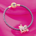 Tarnish-resistant Silver Charms Bracelet Set With Sterling Silver Cute Koala With Enamel In White Gold Plated