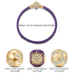 Blooming Mulberry Purple Tarnish-resistant Silver Charms Bracelet Set With Enamel In 14K Gold Plated (Includes bracelet and all charms shown)