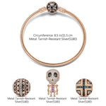 The Skull Mirage Tarnish-resistant Silver Charms Bracelet Set With Enamel In Rose Gold Plated