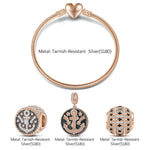 Stars of the Voyage Tarnish-resistant Silver Snake Chain Charms Bracelet Set With Enamel In Rose Gold Plated (Includes bracelet and all charms shown)