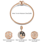 Good Night Little Bear Tarnish-resistant Silver Charms Bracelet Set With Enamel In Rose Gold Plated (Includes bracelet and all charms shown)