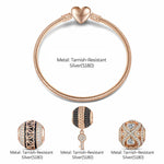 Key to Infinity Tarnish-resistant Silver Charms Bracelet Set With Enamel In Rose Gold Plated (Includes bracelet and all charms shown)