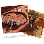 Key to Infinity Tarnish-resistant Silver Charms Bracelet Set With Enamel In Rose Gold Plated (Includes bracelet and all charms shown)