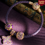 Sterling Silver First Blossoming Charms Bracelet Set With Enamel In 14K Gold Plated (Includes bracelet and all charms shown)