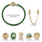 Captivating Fauna Fantasy Tarnish-resistant Silver Animals Charms Bracelet Set With Enamel In 14K Gold Plated (Includes bracelet and all charms shown)