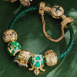 Captivating Fauna Fantasy Tarnish-resistant Silver Animals Charms Bracelet Set With Enamel In 14K Gold Plated (Includes bracelet and all charms shown)