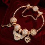 Endless Love Tarnish-resistant Silver Charms Bracelet Set In Rose Gold Plated