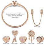 Rose Dreamcatcher Tarnish-resistant Silver Charms Bracelet Set In Rose Gold Plated