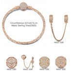 Key to Love Tarnish-resistant Silver Charms Bracelet Set In Rose Gold Plated