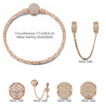 Key to Love Tarnish-resistant Silver Charms Bracelet Set In Rose Gold Plated (Includes bracelet and all charms shown)