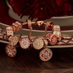Sterling Silver Forever Grateful Charms Bracelet Set With Enamel In Rose Gold Plated