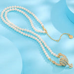Horseshoe Tarnish-resistant Silver Pearl Necklace Anchor Charms Necklace Set In 14K Gold Plated
