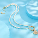 Horseshoe Tarnish-resistant Silver Pearl Necklace God's Love Charms Necklace Set In 14K Gold Plated