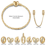 Parisian Pause Tarnish-resistant Silver Charms Bracelet Set In 14K Gold Plated (Includes bracelet and all charms shown)