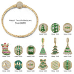 Christmas Miracle Tarnish-resistant Silver Charms Bracelet Set With Enamel In 14K Gold Plated (Includes bracelet and all charms shown)