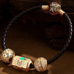 Sterling Silver Arcane Symbols Charms Bracelet Set In 14K Gold Plated (Includes bracelet and all charms shown)