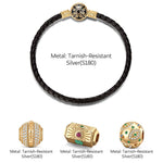 Sterling Silver Arcane Symbols Charms Bracelet Set In 14K Gold Plated (Includes bracelet and all charms shown)