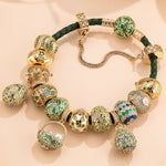 Sterling Silver Enamel Easter Egg Treasures Charms Bracelet Set In 14K Gold Plated (Includes bracelet and all charms shown)
