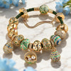 Enchanted Forest Easter Egg Tarnish-Resistant Silver Leather Charms Bracelet Set In 14K Gold Plated (Includes bracelet and all charms shown)