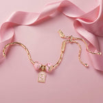 Maternal Rose Garden Tarnish-Resistant Silver Adjustable Charms Bracelet In 14K Gold Plated (Includes bracelet and all charms shown)