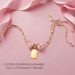 Maternal Rose Garden Tarnish-Resistant Silver Adjustable Charms Bracelet In 14K Gold Plated (Includes bracelet and all charms shown)