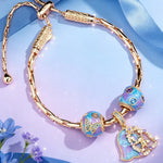 Adjustable Enchanted Fairy Tarnish-Resistant Silver Charm Bracelet Set In 14K Gold Plated (Includes bracelet and all charms shown)