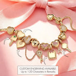 Keys to Love Tarnish-Resistant Silver Charms Bracelet Set In 14K Gold Plated (Includes bracelet and all charms shown)