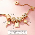 Cherished Moments Tarnish-Resistant Silver Charms Bracelet Set In 14K Gold Plated (Includes bracelet and all charms shown)