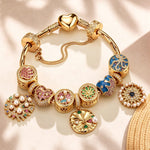 Deep Marine Charm Bracelet Set in Tarnish-Resistant Silver with 14K Gold Plated (Includes bracelet and all charms shown)