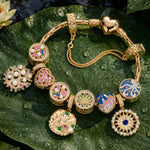 Deep Marine Charm Bracelet Set in Tarnish-Resistant Silver with 14K Gold Plated (Includes bracelet and all charms shown)
