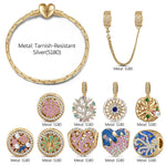 Deep Marine Charm Bracelet Set in Tarnish-Resistant Silver with 14K Gold Plated (Includes bracelet and all charms shown)