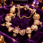 Halloween Midnight Tarnish-resistant Silver Parade Charm Bracelet Set In 14K Gold Plated (Includes Bracelet And All Charms Shown)