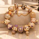 Halloween Midnight Tarnish-resistant Silver Parade Charm Bracelet Set In 14K Gold Plated (Includes Bracelet And All Charms Shown)