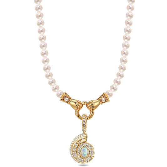 gona- Delicate Seashell Tarnish-resistant Silver Pearl Necklace Set In 14K Gold Plated
